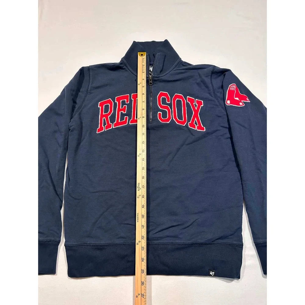 47 Brand Boston Red Sox Mens Small Navy Blue Quarter Zip Sweatshirt MLB Pullover